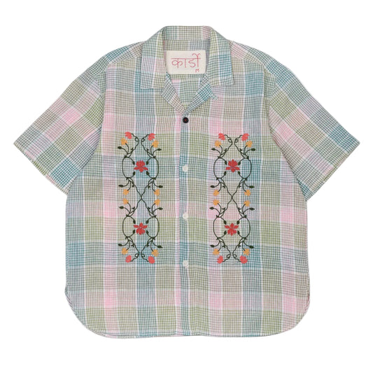KARDO / YUTO / OVERSIZED 12 PANEL PATCHWORK SHIRT WITH RAW EDGE DETAILS