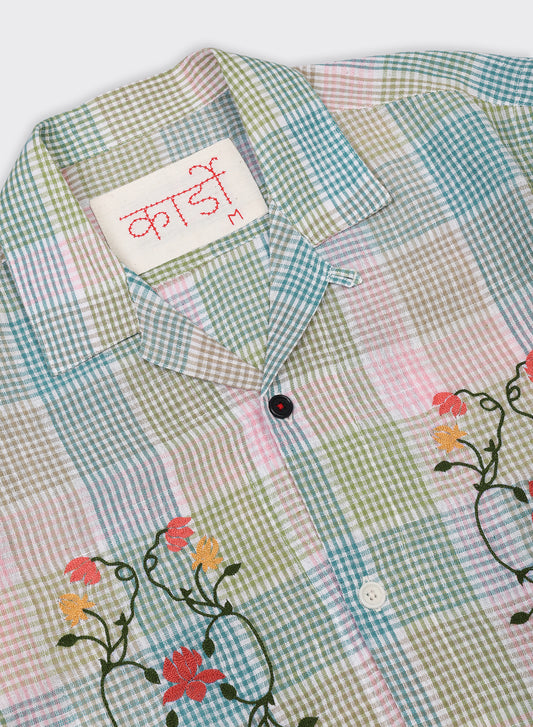KARDO / YUTO / OVERSIZED 12 PANEL PATCHWORK SHIRT WITH RAW EDGE DETAILS