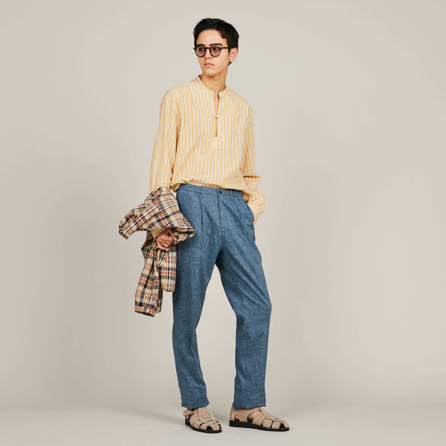 COLONY CLOTHING / コットンリネンストライプ スキッパーシャツ / CC2401-SH06-01