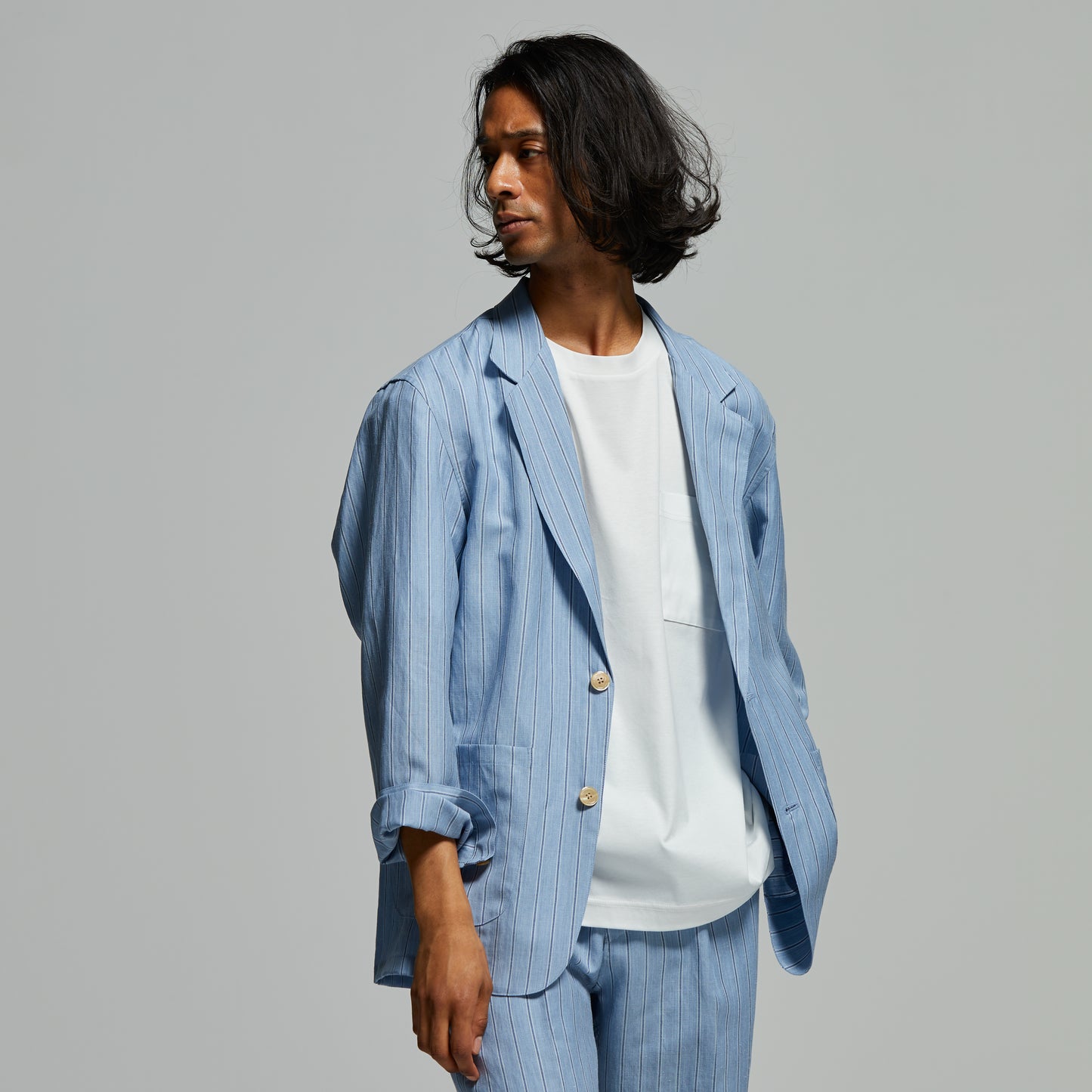 COLONY CLOTHING x VBC / 21マイクロン ウールリネン シャツジャケット SAX / CC2024-JK01-VBC01