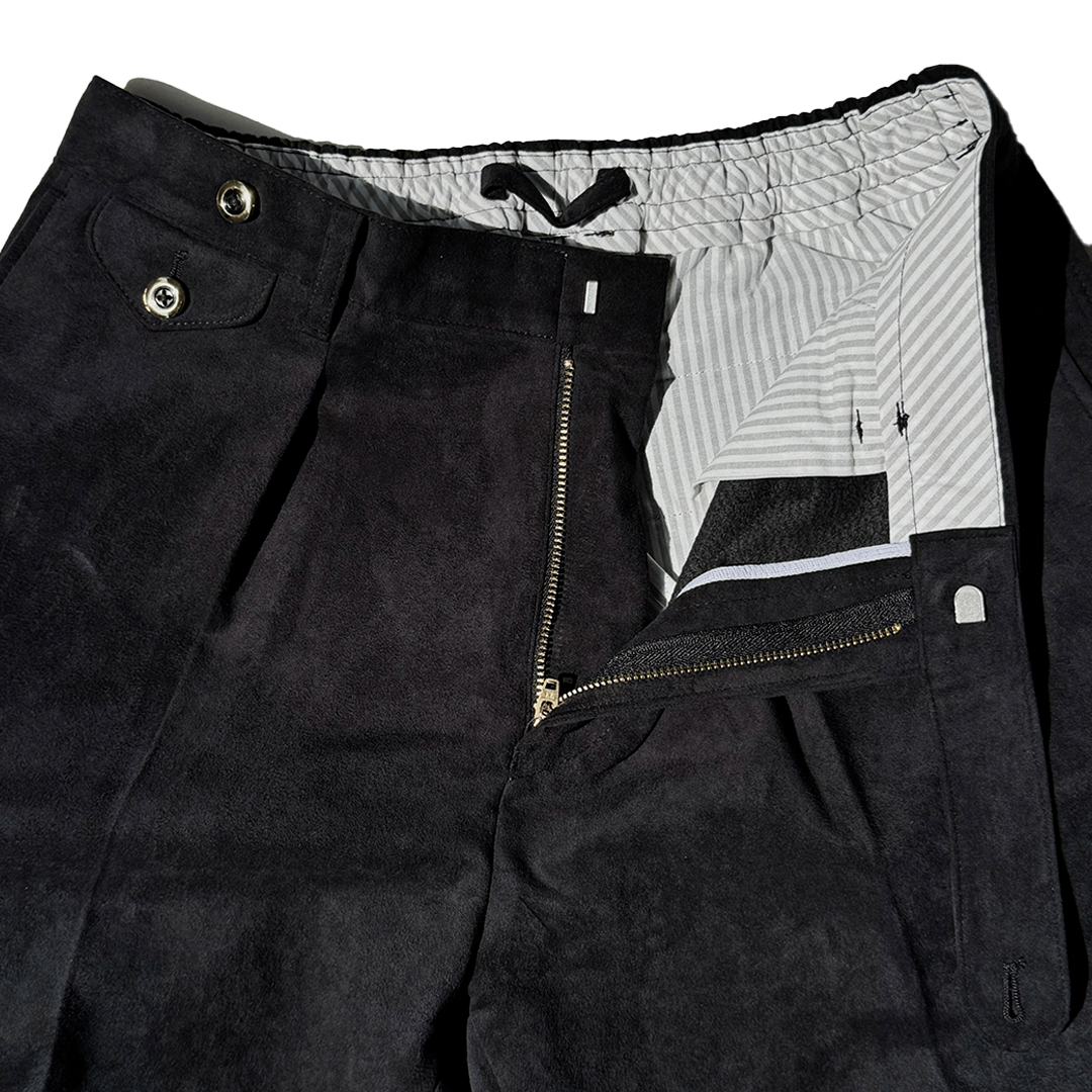 【LEON別注】COLONY CLOTHING / Ultrasuede® ワンプリーツトラウザーズ ブラック / CC2402-PT01L