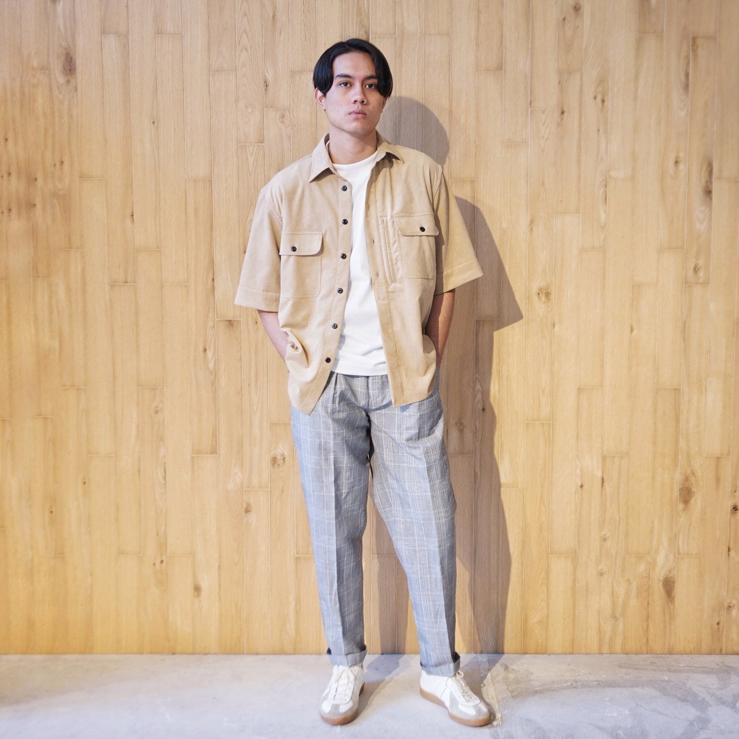 COLONY CLOTHING / ONE-PLEAT GLEN CHECK VBC TROUSERS / CC21-PT01-4