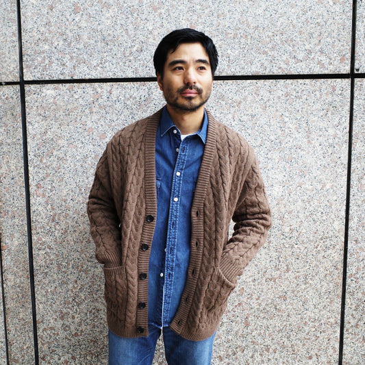 COLONY CLOTHING / ウールキャメル ケーブルニット カーディガン / CC2202-KN01