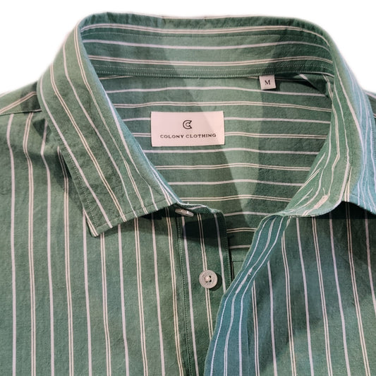 COLONY CLOTHING / グリーンストライプ ラウンジシャツ / CC2401-SH03-01