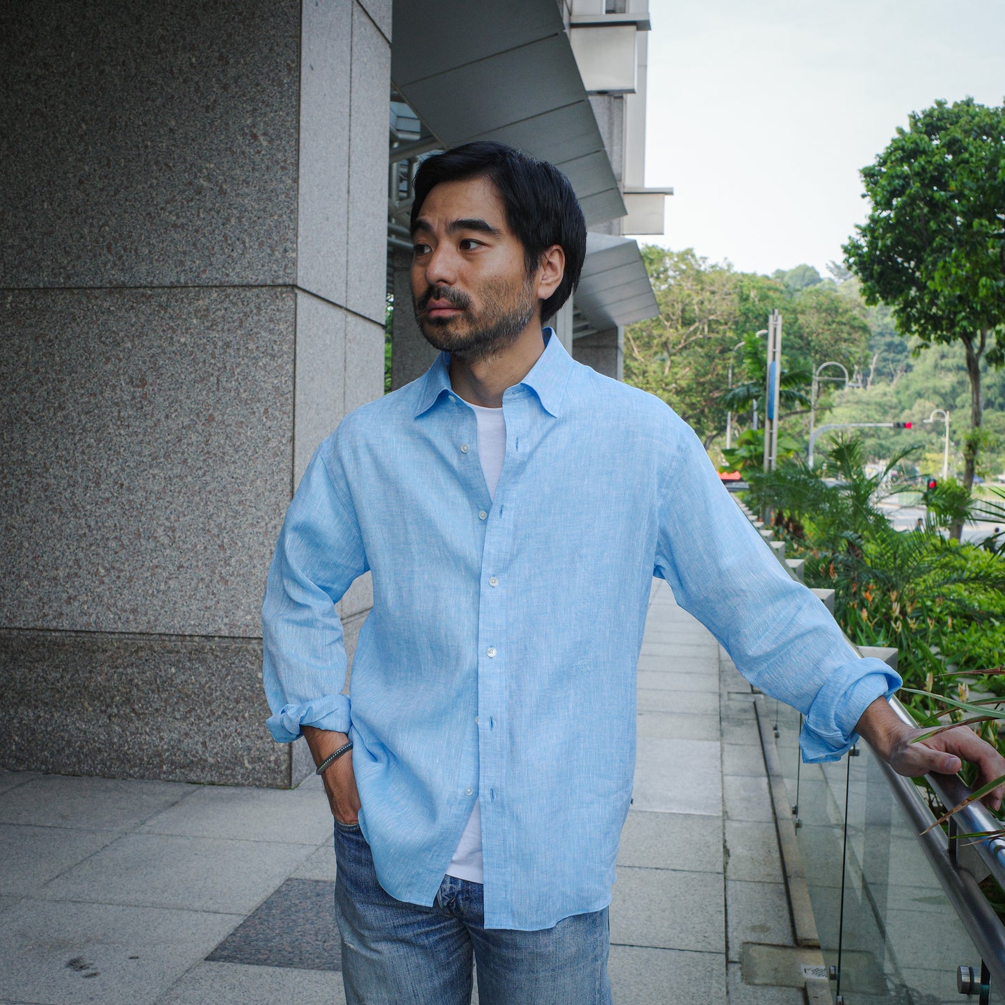 COLONY CLOTHING / ALBINI リネン ラウンジシャツ SAX BLUE / CCSE-SH02