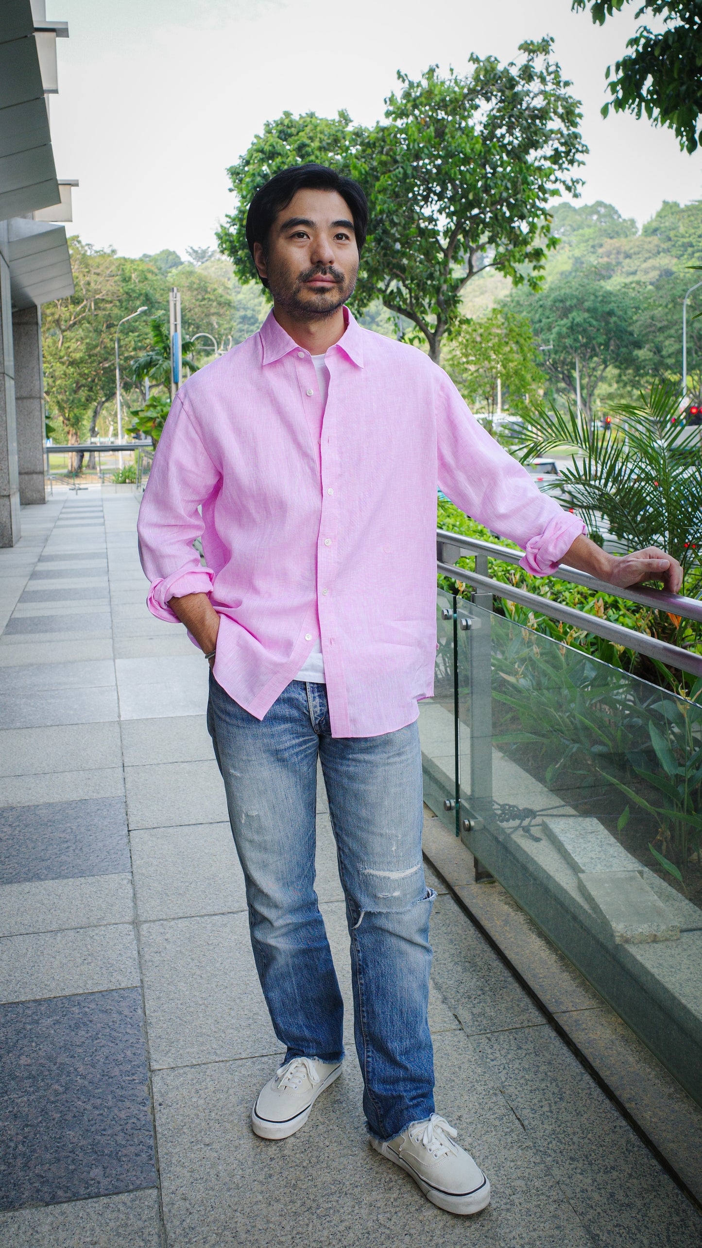 COLONY CLOTHING / ALBINI リネン ラウンジシャツ PINK / CCSE-SH02