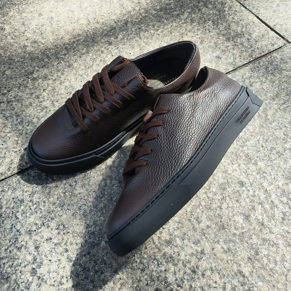 PELLETTIERI DI PARMA / CALF LEATHER SNEAKERS / DARK BROWN