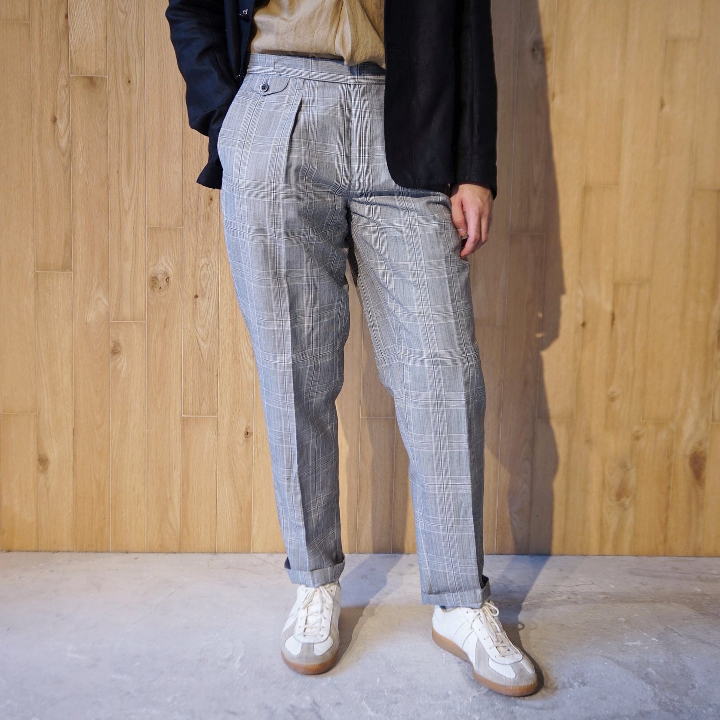 COLONY CLOTHING / ONE-PLEAT GLEN CHECK VBC TROUSERS / CC21-PT01-4