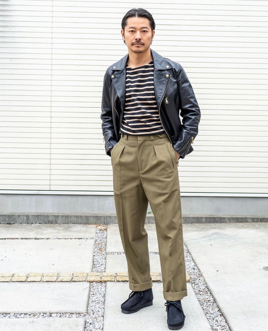 AUBERGE / COCO BORDER TEE チャコール×ボルドー