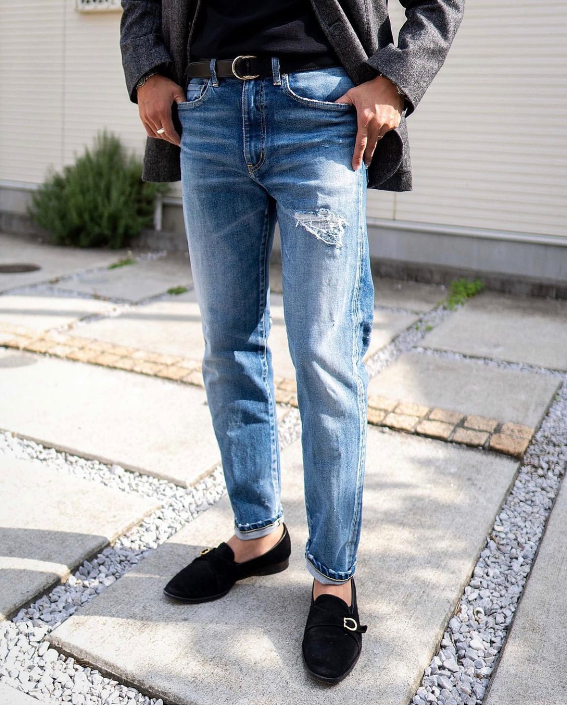 TRIPLE DOUBLE / FITTED INDIGO SLIM TAPERED LEG