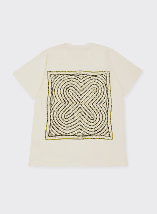 KARDO / T-6 / T-SHIRT WITH RABARI BACK PANEL & PATCH POCKET / WHITE