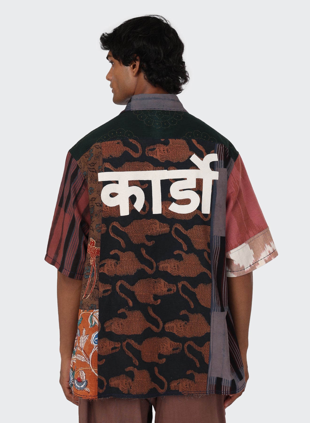 KARDO / YUTO / OVERSIZED 12 PANEL PATCHWORK SHIRT WITH RAW EDGE DETAILS