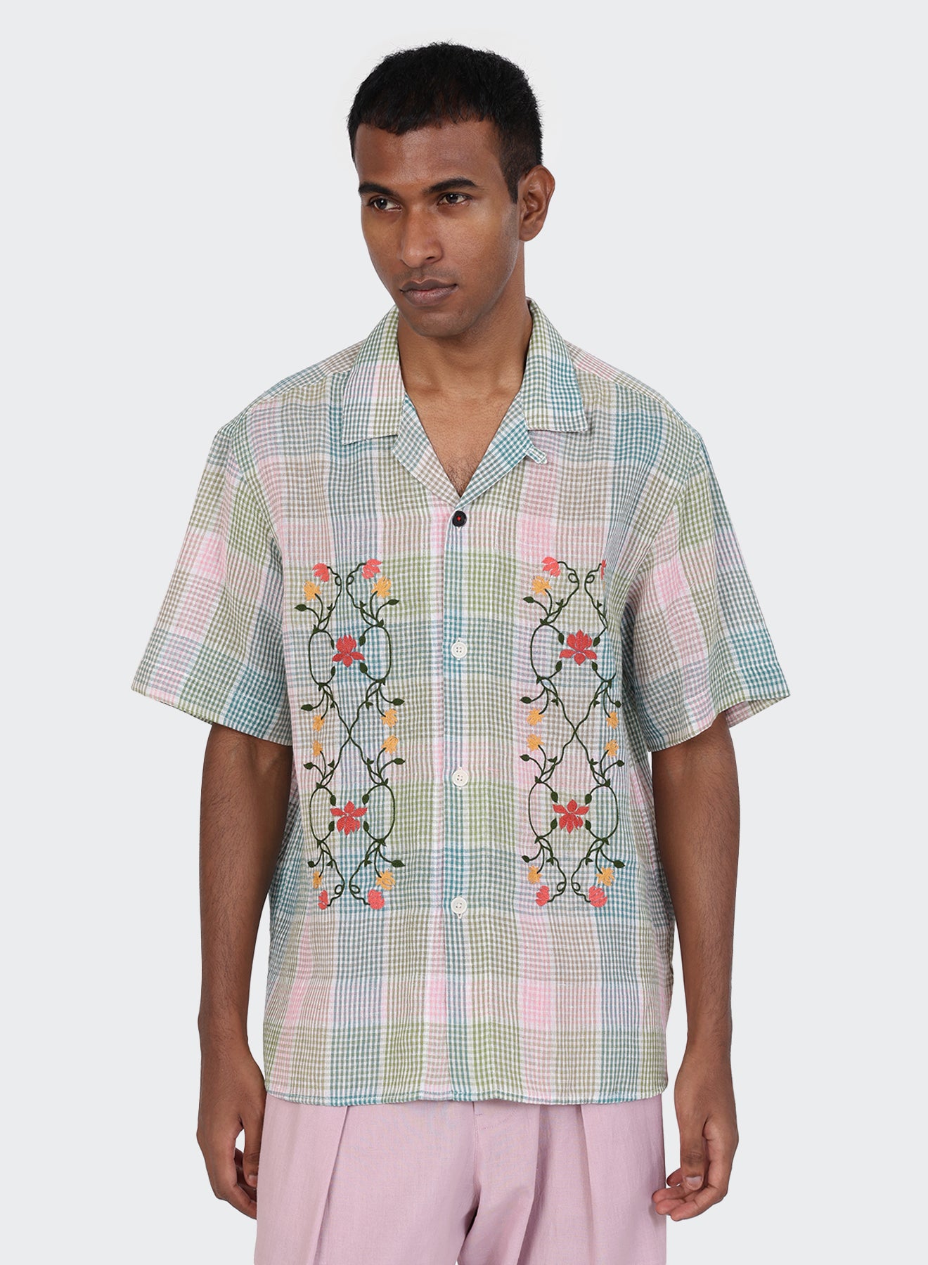 KARDO / YUTO / OVERSIZED 12 PANEL PATCHWORK SHIRT WITH RAW EDGE DETAILS
