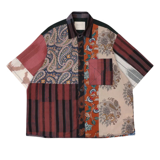 KARDO / YUTO / OVERSIZED 12 PANEL PATCHWORK SHIRT WITH RAW EDGE DETAILS