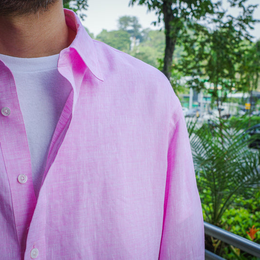 COLONY CLOTHING / ALBINI リネン ラウンジシャツ PINK / CCSE-SH02